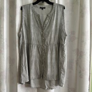 Striped Sleeveless Top - Gray